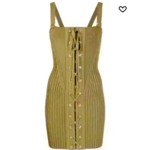 size 8 dion lee lace up dress in green NWT